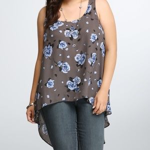 TORRID Floral Hi-Lo Back Seam Tank Top Shirt SZ 1X
